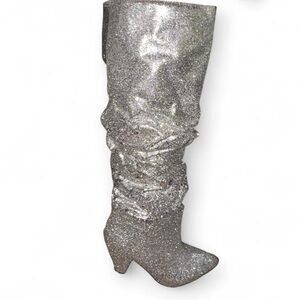 Silver Glitter Knee-High Women's Boots